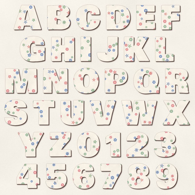 Preview of the Floral Paper Cut Alphabet freebie