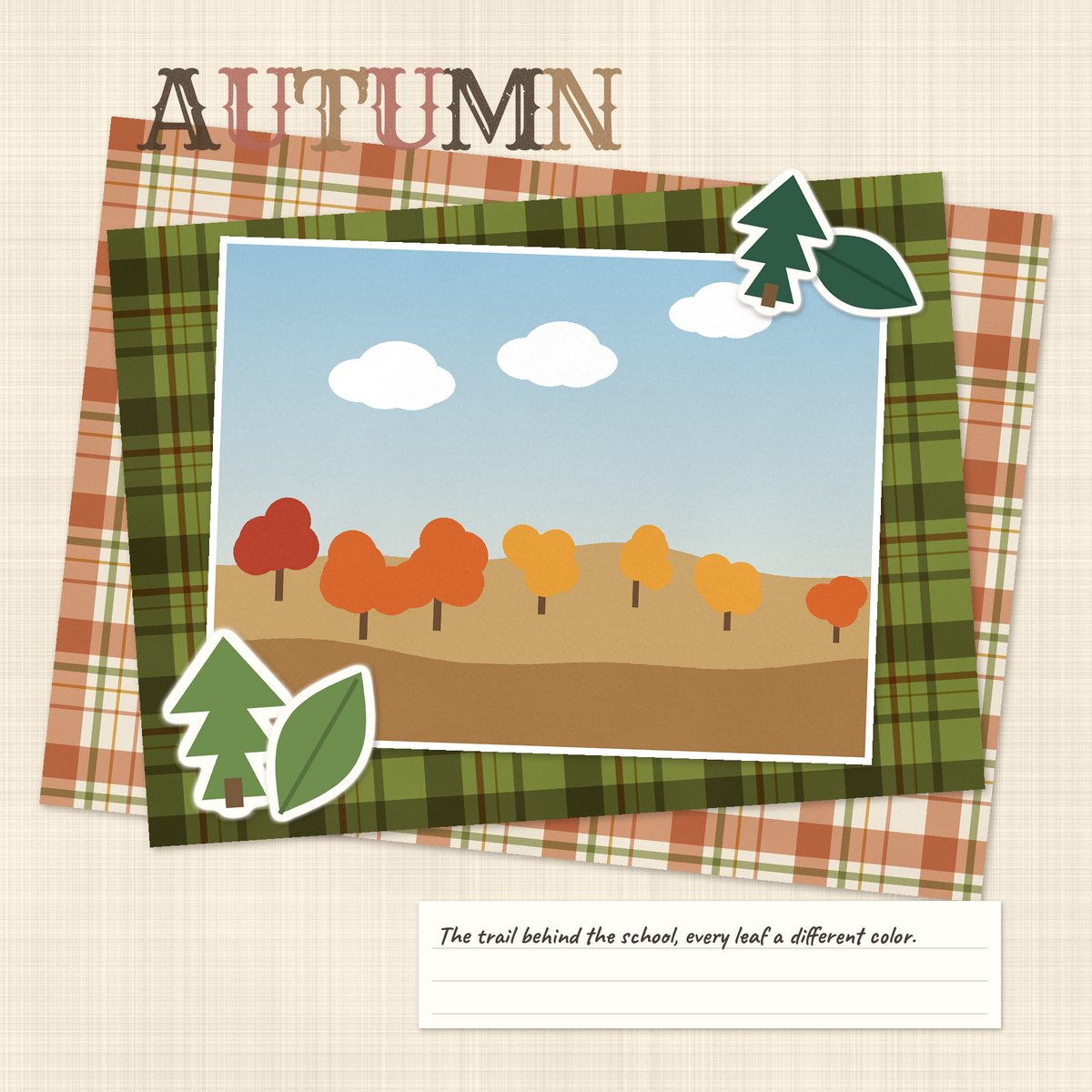 Example scrapbook layout: Autumn walk