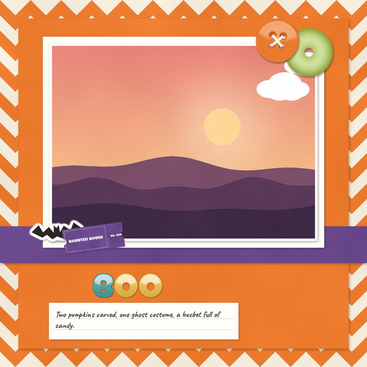 Example scrapbook layout: Boo