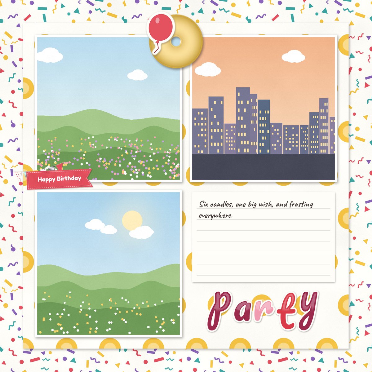 Example scrapbook layout: Party time