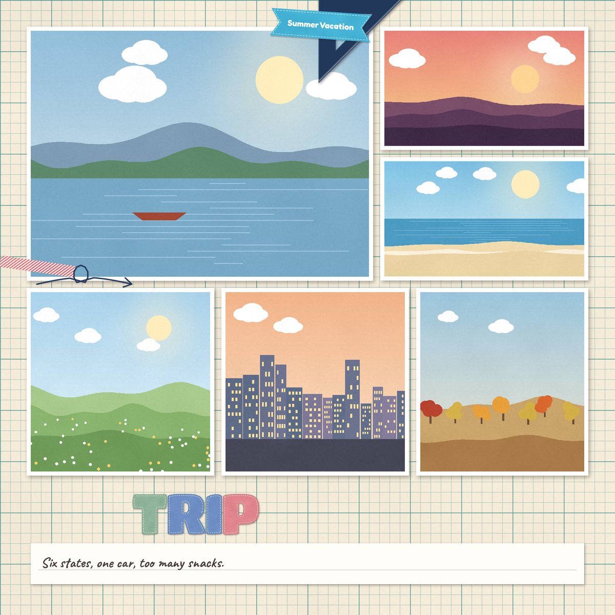 Example scrapbook layout: Road trip