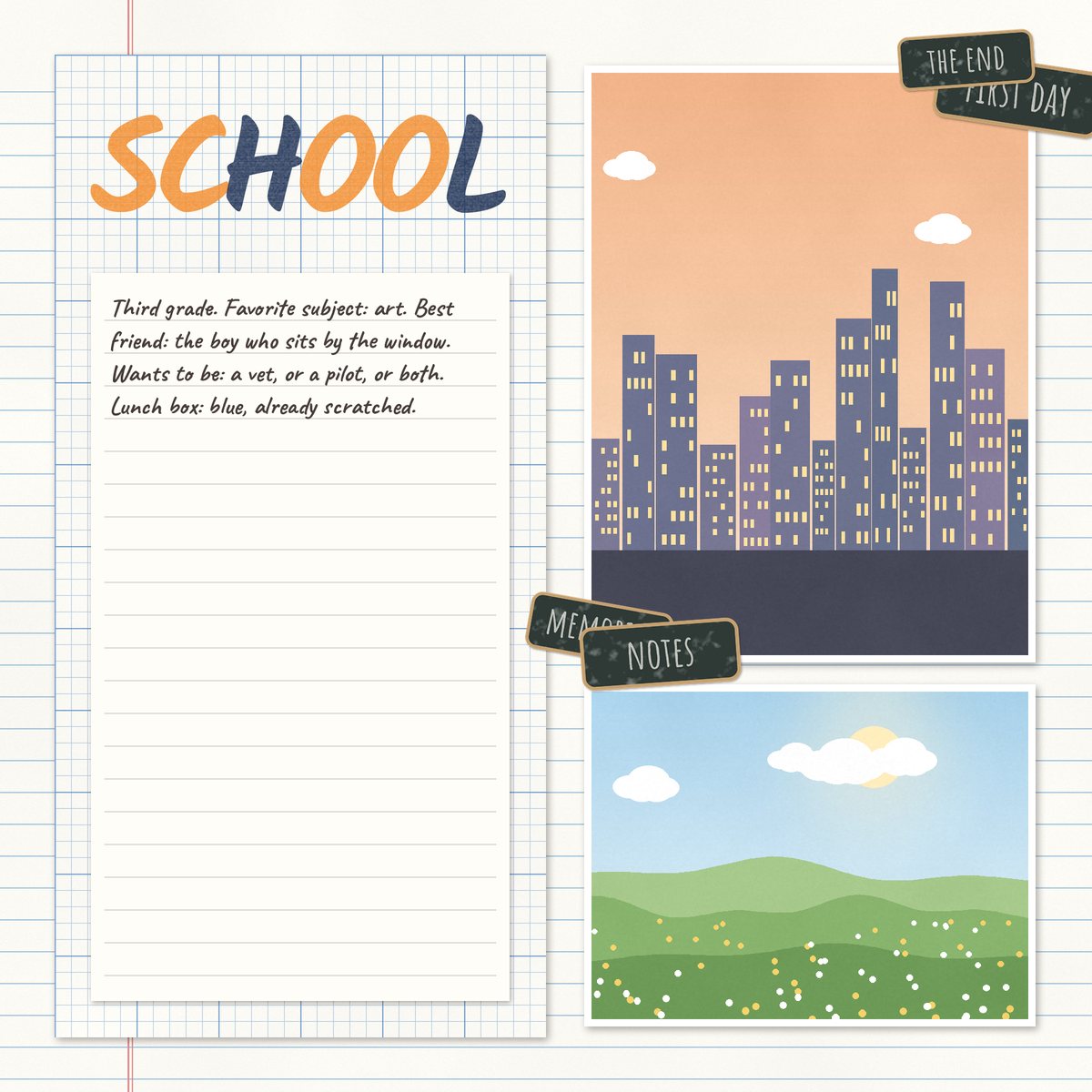 Example scrapbook layout: School days