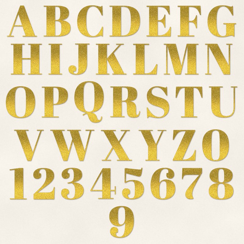 Preview of the Gold Glitter Alphabet freebie