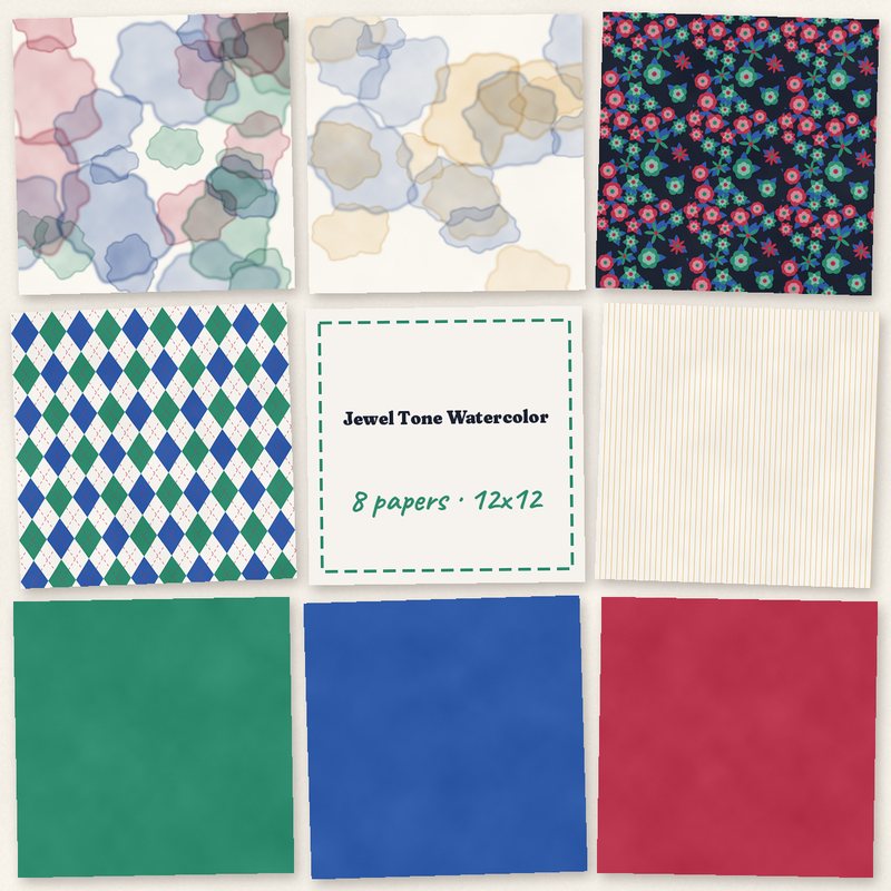 Preview of the Jewel Tone Watercolor Papers freebie