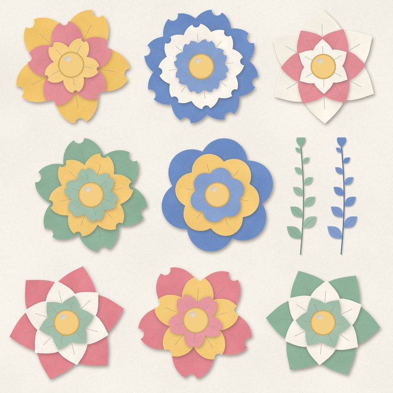 Preview of the Paper Flowers Pack freebie