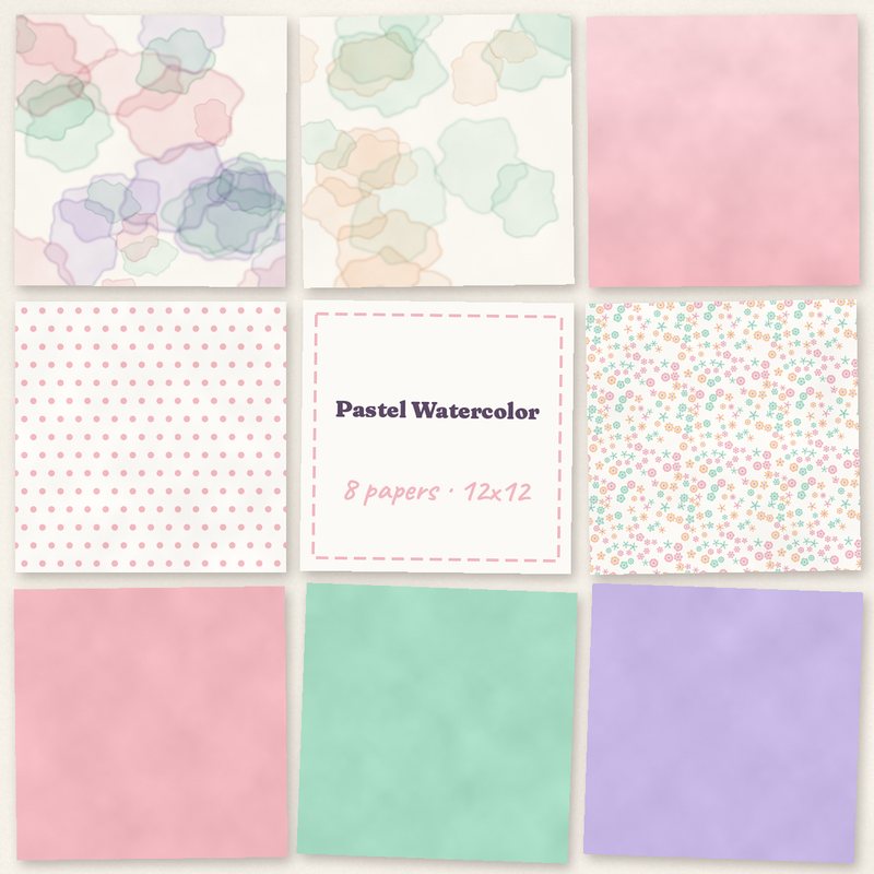 Preview of the Pastel Watercolor Papers freebie