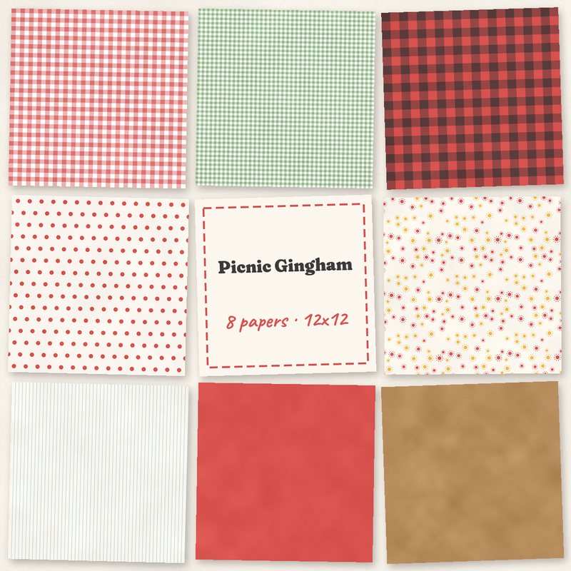 Preview of the Picnic Gingham Paper Pack freebie