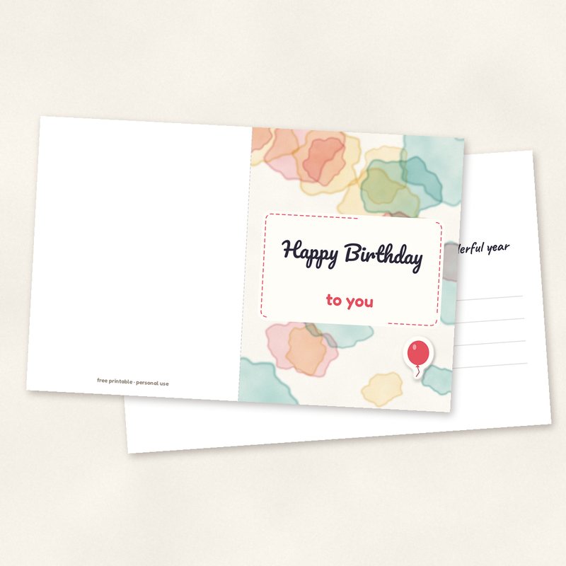 Preview of the Printable Birthday Card (A2) freebie