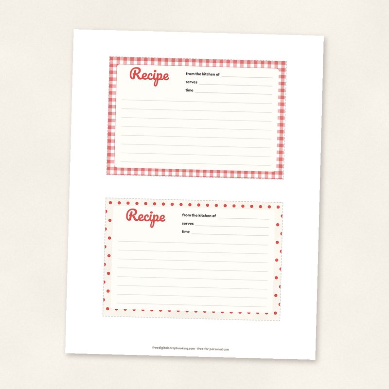 Preview of the Printable Recipe Cards freebie