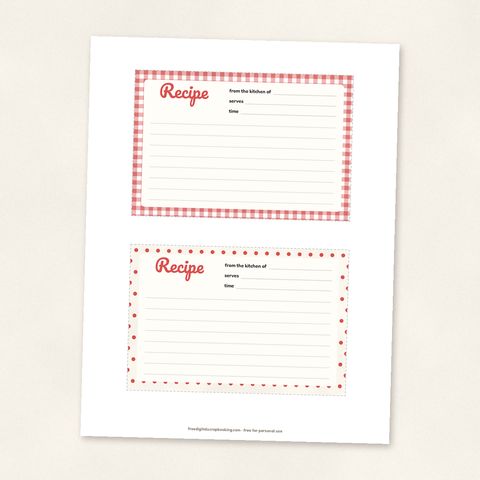 Preview of Printable Recipe Cards