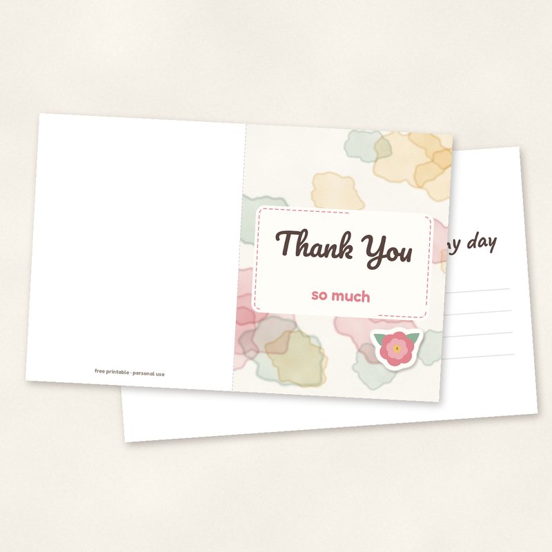 Preview of the Printable Thank You Card (A2) freebie