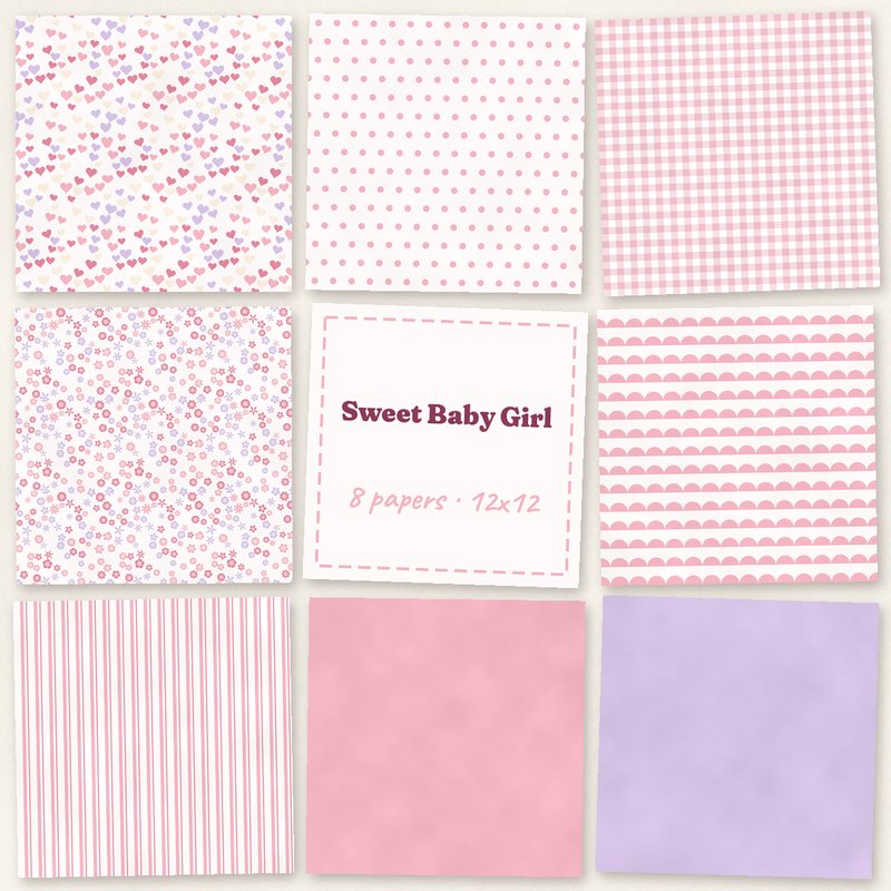 Preview of the Sweet Baby Girl Papers freebie