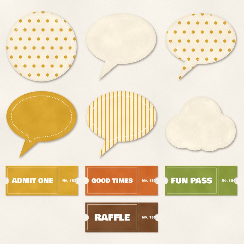 Preview of the Tickets and Speech Bubbles freebie
